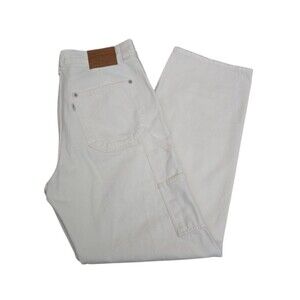 Levis Premium Dad Utility Jeans Womens Size 27x30 White Ivory Straight Pants